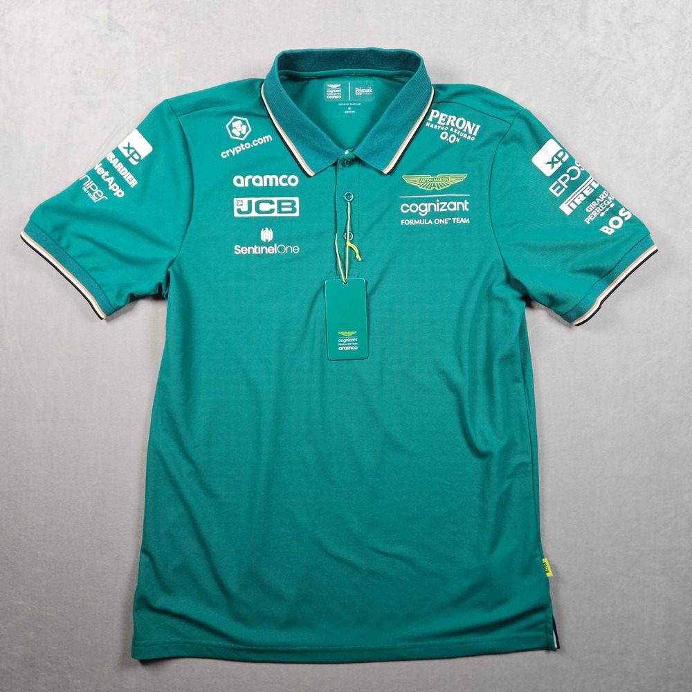 NEW Aston Martin F1 Team Polo Jersey Male Mens Small (UK M) Green Hugo Boss